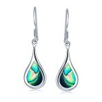 Abalone Shell Teardrop Dangle Earrings with Iridescent Inlay - Image 2
