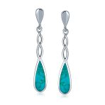 Set of 2 Turquoise Concho Flower & Infinity Teardrop Dangle Earrings Silver - Image 4