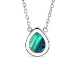 Teardrop Rainbow Abalone Shell Pendant Necklace in Sterling Silver - Image 2