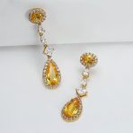 Art Deco Style Royal Green Cubic Zirconia Halo CZ Statement Teardrop Chandelier Earrings Silver Plated - Image 32