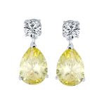Bridal CZ Dangle Chandelier Earrings 14K Gold Plated Silver - Image 2