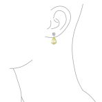 Bridal CZ Dangle Chandelier Earrings 14K Gold Plated Silver - Image 3