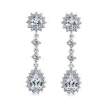 Crown Halo Cubic Zirconia CZ Teardrop Chandelier Clip On Earrings Non-Pierced - Image 7
