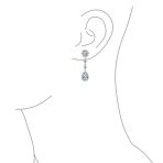 Crown Halo Cubic Zirconia CZ Teardrop Chandelier Clip On Earrings Non-Pierced - Image 23