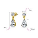 Bridal CZ Dangle Chandelier Earrings 14K Gold Plated Silver - Image 11