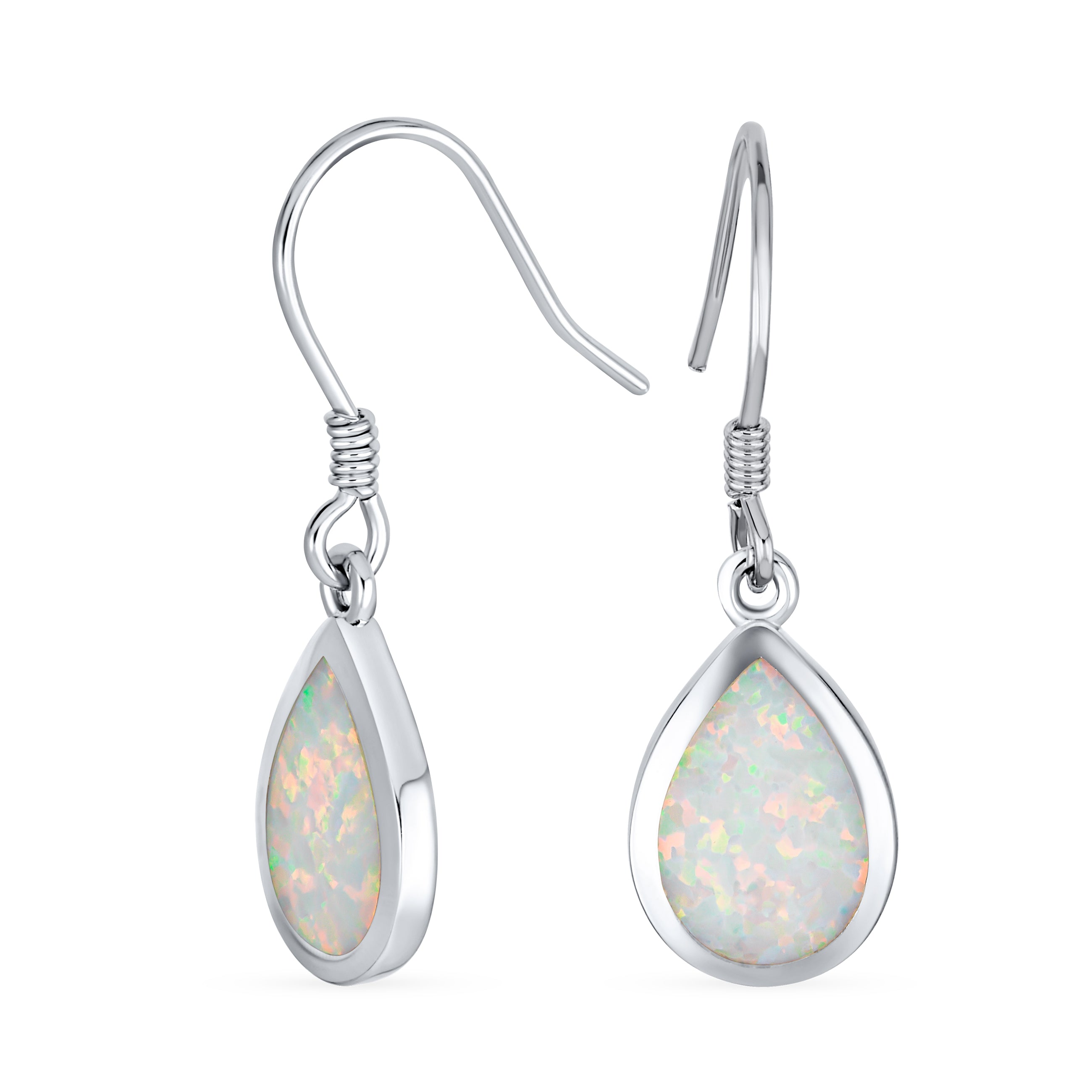 teardrop-opal-dangle-earrings-silver-xny-es3917a1-az_01 Dangle Gemstone Earrings Iridescent Opal Teardrop in Sterling Silver - Image 1