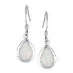 Dangle Gemstone Earrings Iridescent Opal Teardrop in Sterling Silver - Image 2