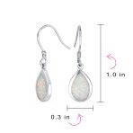 Dangle Gemstone Earrings Iridescent Opal Teardrop in Sterling Silver - Image 4