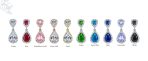 Classic Bridal Cocktail Halo Cubic Zirconia Blue CZ Double Solitaire Teardrop Dangle Clip On Earrings - Image 68