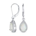 Bridal Necklace with CZ Accent and Opal Teardrop Pendant in Sterling Silver - Image 12