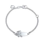 Petite Bear Charm Blank Name Identification ID Bolo Bracelet .925 Sterling Silver 5- 6" Adjustable