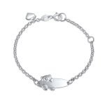 Petite Bear Charm Blank Name Identification ID Bolo Bracelet .925 Sterling Silver 5- 6" Adjustable