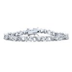 Green Red Oval CZ Tennis Bracelet in Silver Plated Finish - Image 3