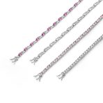 Green Red Oval CZ Tennis Bracelet in Silver Plated Finish - Image 22