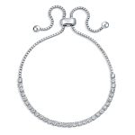 Cubic Zirconia Bolo Style CZ Slide Tennis Bracelet Gold Silver Plated Adjustable