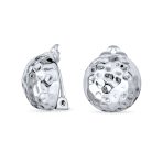 Hammered Textured Ball Button Clip On Earrings Gold Plated Silver NON-Pierced Ears