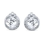 Hammered Textured Ball Button Clip On Earrings Gold Plated Silver NON-Pierced Ears - Image 3