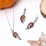 Blue Fire Opal Leaf Pendant Necklace in Sterling Silver - Image 9