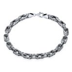Thick Byzantine Chain Link Bracelet Sterling Silver Turkey - Image 2
