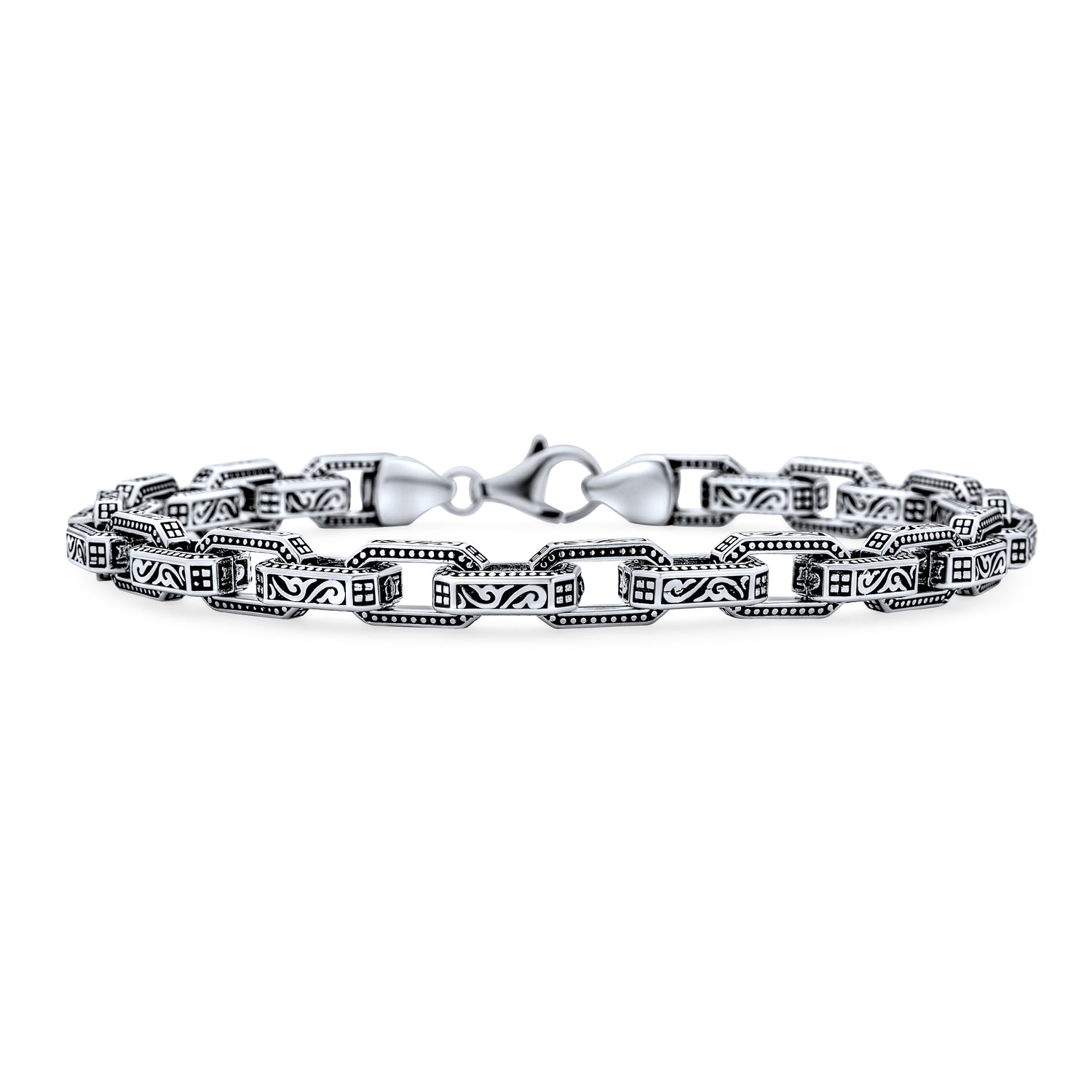 thick-heavy-solid-byzantine-scroll_pts-zky-zblk_21 Thick Byzantine Chain Link Bracelet Sterling Silver Turkey - Image 1