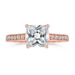 Classic 2.5CT CZ Square Princess Cut Solitaire Engagement Ring Sterling Silver Cubic Zirconia Pave Band - Image 2