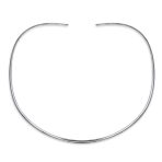 Simple Charm Slider Contoured Choker Collar Statement Necklace .925 Sterling Silver 3MM