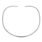 Simple Charm Slider Contoured Choker Collar Statement Necklace .925 Sterling Silver 3MM
