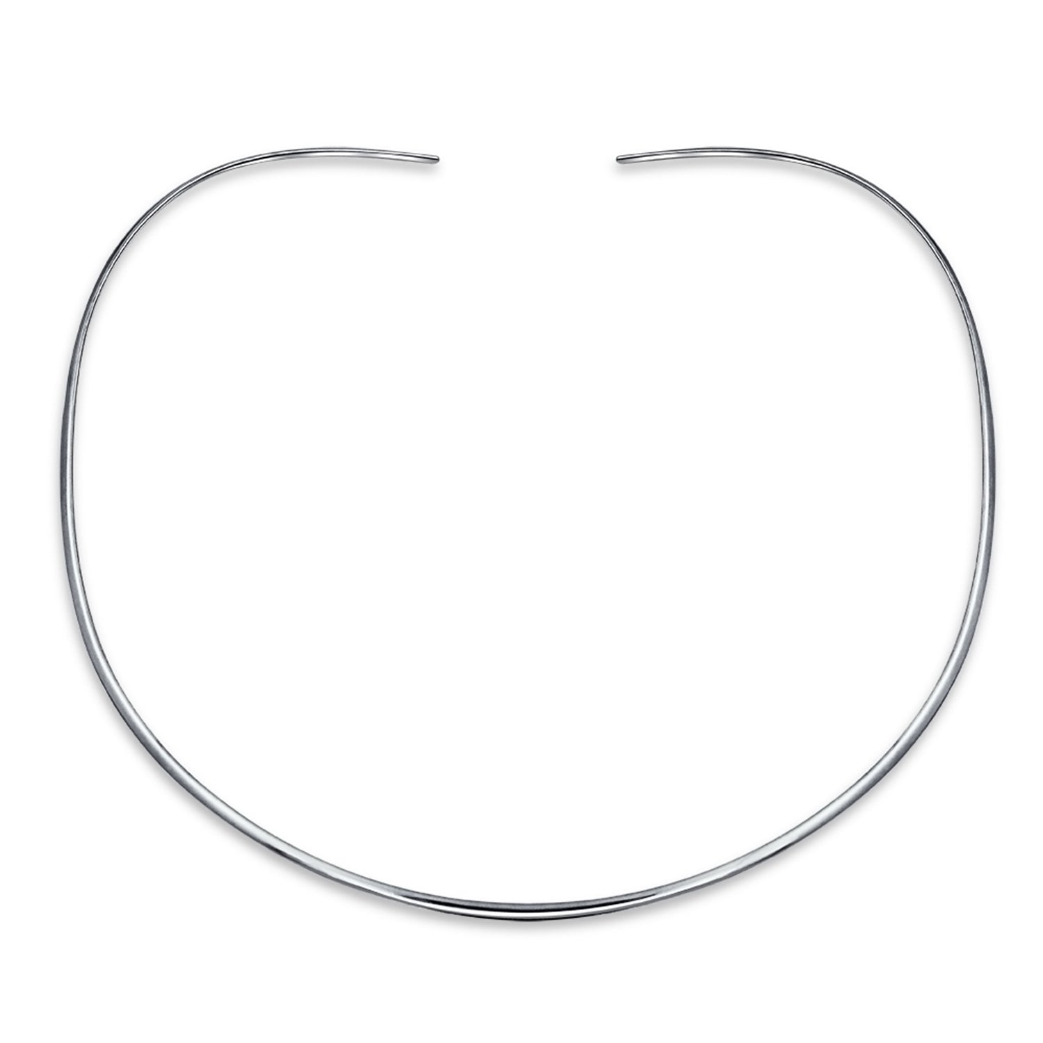 thin-flat-choker-collar-silver_sstr-ck906 Simple Charm Slider Contoured Choker Collar Statement Necklace .925 Sterling Silver 3MM - Image 1