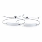 Set of 2 Thin ID Bolo Bracelet Set for Mother & Daughter 7 Inch Sterling Silver
