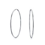 Thin Minimalist Hoop Huggie Earrings Sterling Silver Various Sizes - Image 6