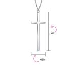Modern Simple Long Thin Religious Cross Pendant Necklace Gold Plated .925 Sterling Silver - Image 7