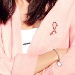 Heart Charm ID Bracelet with Pink Ribbon for Breast Cancer Survivor Silver Tone - Image 6