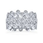 Geometric Circle Cocktail Statement Ring with CZ Sterling Silver Stackable Band