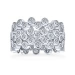Geometric Circle Cocktail Statement Ring with CZ Sterling Silver Stackable Band
