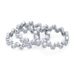 Geometric Circle Cocktail Statement Ring with CZ Sterling Silver Stackable Band - Image 2