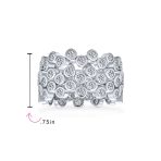 Geometric Circle Cocktail Statement Ring with CZ Sterling Silver Stackable Band - Image 4