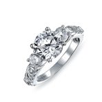 3CT Round Solitaire 3 Stone Engagement Ring Set Cubic Zirconia Past Present Future CZ Sterling Silver - Image 12