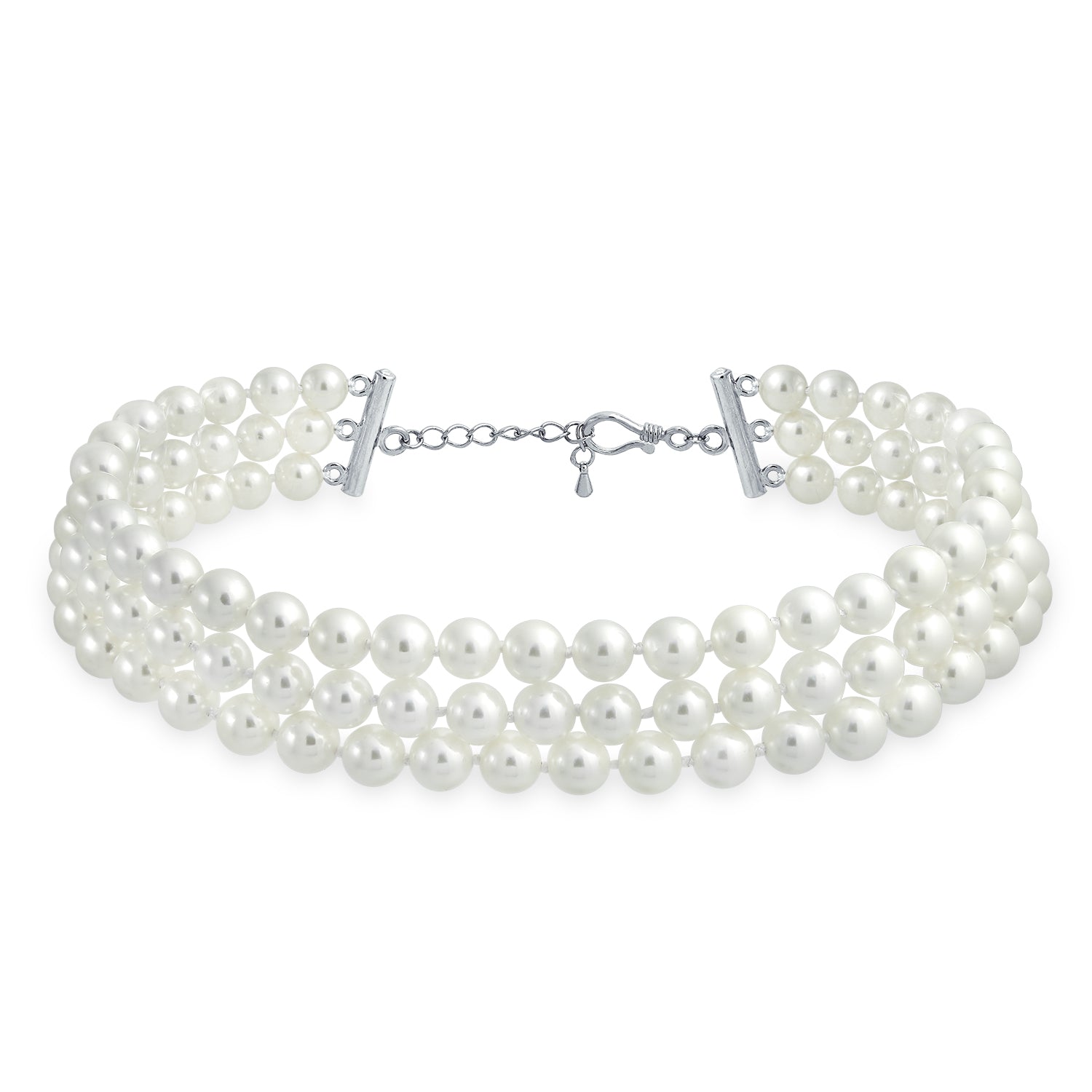 three-strand-necklace-bridal-choker_yp-3p550-az_1 Bridal 3 Strand Wide Faux White Pearl Statement Choker Necklace - Image 1