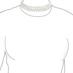 Bridal 3 Strand Wide Faux White Pearl Statement Choker Necklace - Image 7