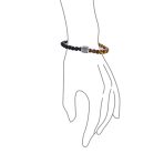Mixed Two Tone Stretch Bracelet with Gemstone Beads & Silver Toggle Clasp - Image 3