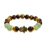 Unisex Talisman Amulet Stretch Bracelet with Gemstones and Hamsa Hand Charm