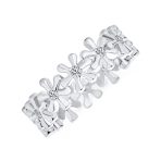 Feminine Romantic Cubic Zirconia CZ Eternity Band Flower Ring Sterling Silver