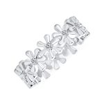Feminine Romantic Cubic Zirconia CZ Eternity Band Flower Ring Sterling Silver