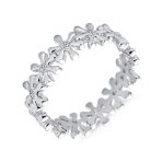 Feminine Romantic Cubic Zirconia CZ Eternity Band Flower Ring Sterling Silver - Image 2