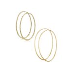 Set of 2 Minimalist Hoop Earrings 2MM Gold 2 & 2.75 Inch