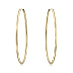 Set of 2 Minimalist Hoop Earrings 2MM Gold 2 & 2.75 Inch - Image 2