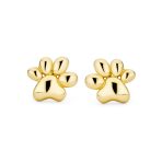 14K Gold Pet Paw Print Stud Earrings Safety Screwback - Image 2