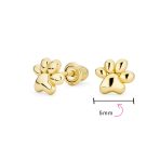 14K Gold Pet Paw Print Stud Earrings Safety Screwback - Image 4