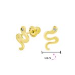 Minimalist CZ Stud Earrings: Tiny Snake Design in 14K Yellow Gold - Image 4