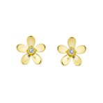 Tiny CZ Accent Daisy Flower Stud Earrings 14K Gold Screw Back Cubic Zirconia - Image 2